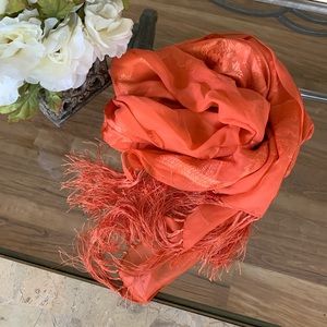 Cold water Creek Orange Silk Scarf